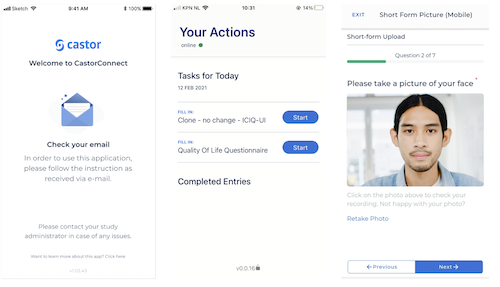 ePRO Patient Mobile Experience showing intuitive interface