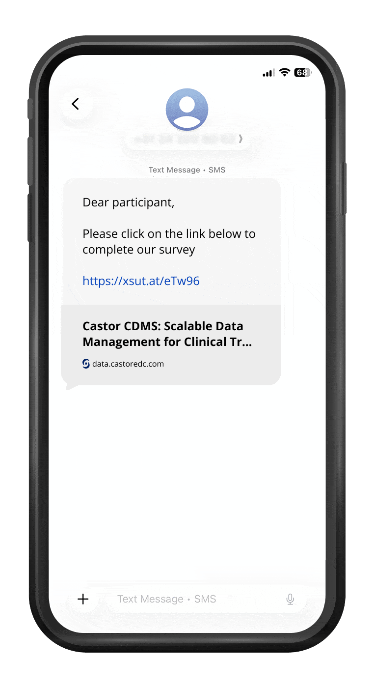 The next step is automatically set: the participant is sent their next ePRO survey by SMS as soon as the data lands.