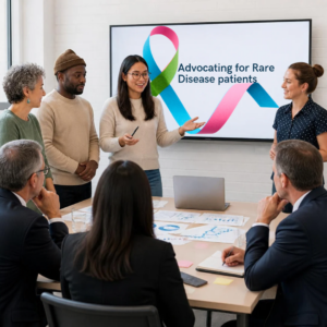 rare disease patient group presenting to pharma executives